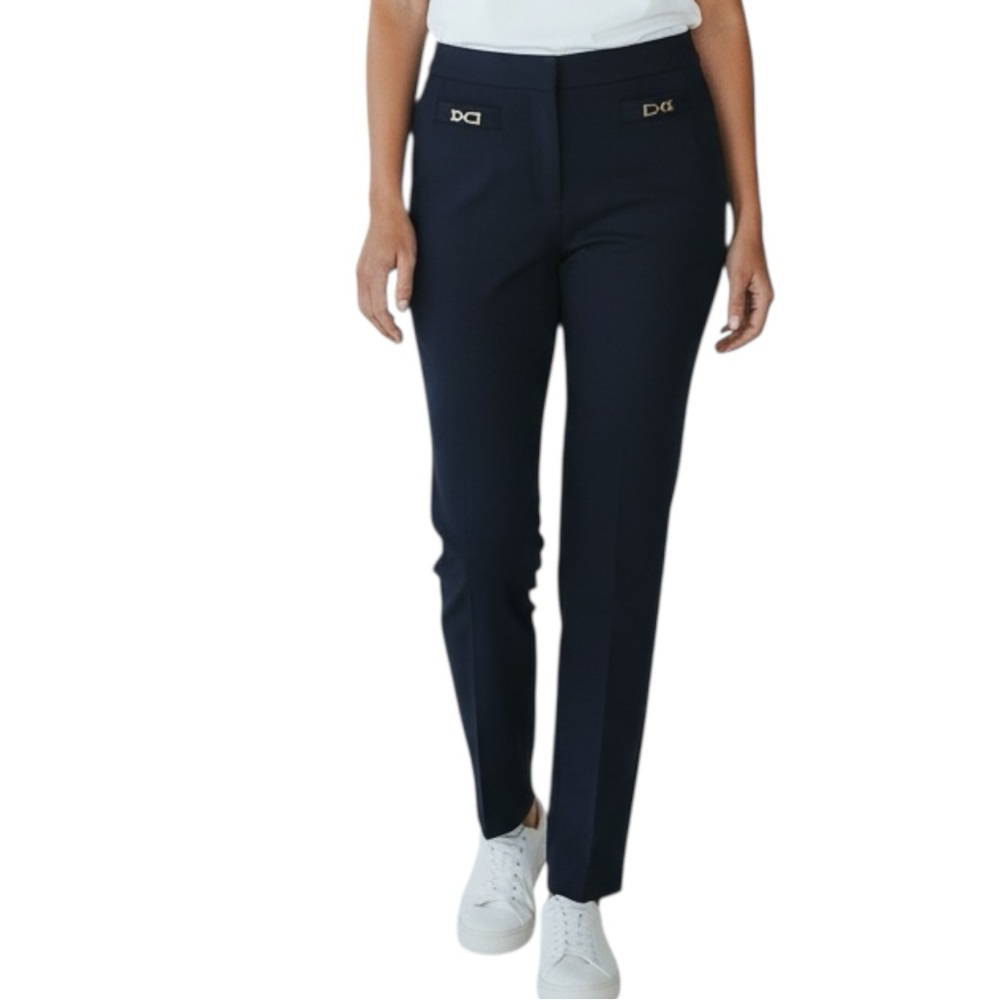 ANN TAYLOR Margo Chainlink Detailed Trousers in Navy Blue Size 2P -- Office OK